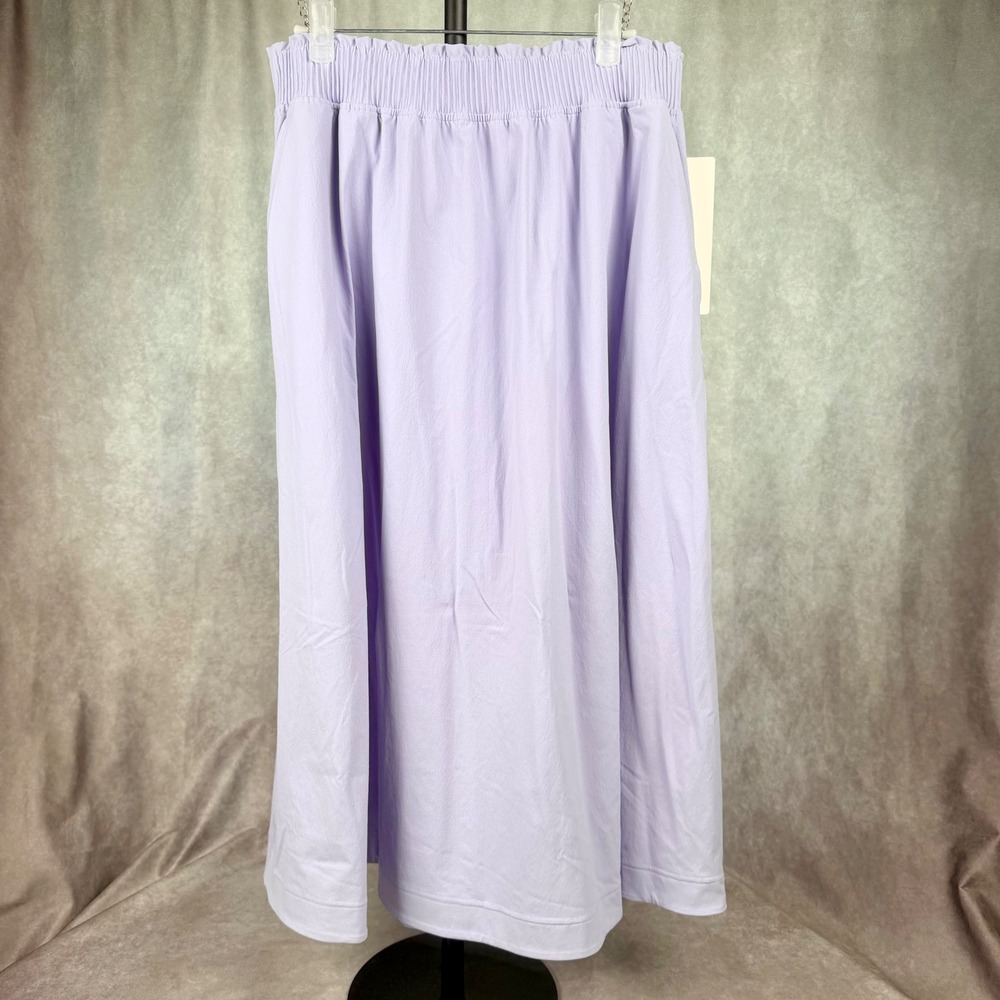Lululemon Stretch Woven Ruffle Waist Midi Skirt Lavender Frost Size M NWT